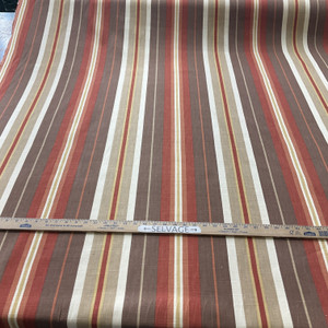 Stripes Brick Orange Brown | Home Decor Fabric | Drapery | Medium Weight | 54" Wide | By the Yard