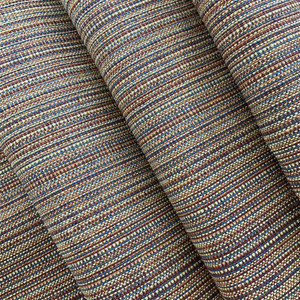 Multi-colored Woven Stripes | Upholstery Fabric | Orange Red Blue Basketweave | Heavy Weight | 54" Wide | By The Yard