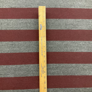 Sunbrella-like Tweedy Red and Grey Stripes | Indoor / Outdoor Fabric | Furniture Weight | Solution Dyed Acrylic | 54" Wide | By the Yard