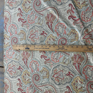 Paddock Shawl in Flint | Home Decor Fabric | Red Coral Grey Off White | Waverly | 45" Wide | By the Yard