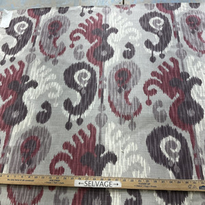 Journey in Wine | Home Decor Fabric | Red Purple Grey Ikat | Braemore | Medium Weight | 54" Wide | By the Yard