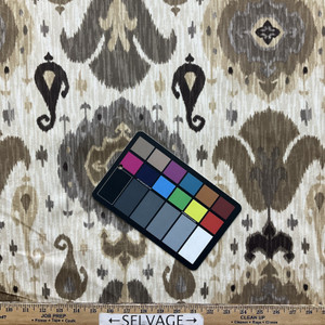 Medallion in Desert | Upholstery Fabric | Brown Beige Taupe Velvet | Medium Weight | 54" Wide | By The Yard