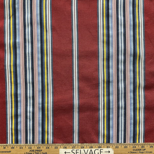 Multi-colored Stripe | Upholstery Fabric | Red Blue Yellow Stripe | Medium Weight | 54" Wide | By The Yard