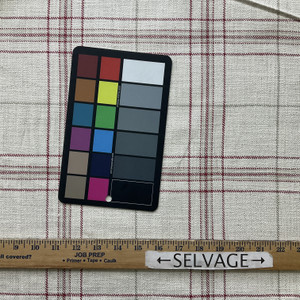 Stefano in Ruby | Oatmeal Red Tartan Plaid Upholstery Fabric | Midweight Home Decor | Marlatex | Cotton Blend Twill | 54' Wide | Sold BTY