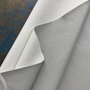 Pluto in Fog / Light Grey | Faux Leather Vinyl Upholstery Fabric | Light Grain | Thin and Workable | 54" Wide | By the Yard