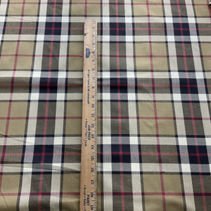 Glasgow  in Acorn | Tartan Plaid Fabric in Dark Mustard, Black, Red  |  Midweight Home Decor Fabric |  Cotton Blend Twill | Marlatex | 54" Wide | BTY
