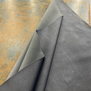 Opulence in Midnight | Faux Leather Vinyl Upholstery Fabric | Medium Pebbled Grain | Workable | 54" Wide | By the Yard