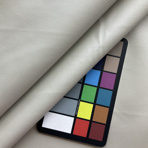 Petra in Oatmeal  | Pale Grey Tan Matte Textured Faux Leather  Upholstery Vinyl Fabric |  Midweight | Knit  Backed | 54" Wide | Sold BTY