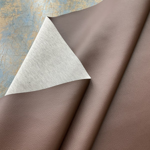 Dark Chocolate Brown Faux Leather  | Pebble Texture Upholstery Vinyl Fabric | Mid weight | Knit Backed | 54" Wide | Sold BTY