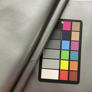 Iron City in Pewter |  Grey Metallic  Faux Leather Upholstery Vinyl Fabric |  Heavyweight | Indoor Furniture | Flannel Backed | P Kaufman | 54" Wide | Sold BTY