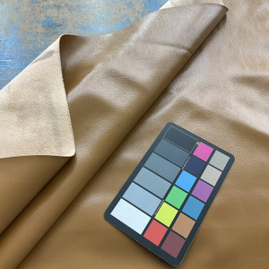 Churchill Downs in Caramel | Faux Leather Upholstery Vinyl Fabric | Warm Brown | Suede Backed | Extra Heavy | Kaufmann | 54" Wide | Sold BTY