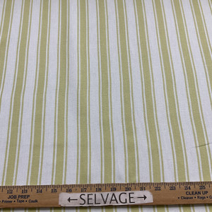 Herringbone Stripes in Light Green and White | Drapery Fabric | Medium Weight | 54" Wide | By the Yard