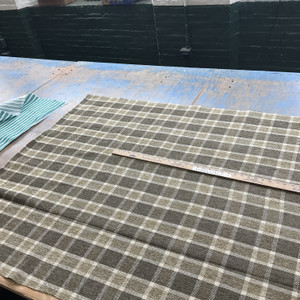 Plaid in Taupe / Tan | Upholstery Fabric | Chenille | Heavyweight | 54" Wide | By the Yard