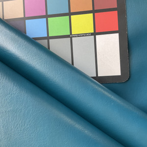 Tampa in Teal Blue | Faux Leather Vinyl Upholstery Fabric | Light Grain / Shiny | Thin and Workable | Richloom | 54" Wide | By the Yard