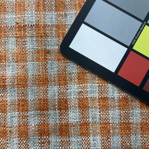 Zippy in Koi | Orange Taupe Check Upholstery Fabric | Midweight Woven Home Decor | Slipcovers | P Kaufmann | 54 " Wide | Sold BTY