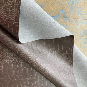 Alligator Alley in Espresso Dark Brown | Faux Leather | Vinyl Upholstery Fabric | Heavy Grain | 54" Wide | By the Yard