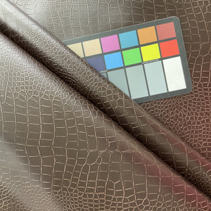 Alligator Alley in Espresso Dark Brown | Faux Leather | Vinyl Upholstery Fabric | Heavy Grain | 54" Wide | By the Yard