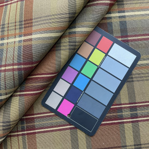 Arbor Garden in Sienna | Brown, Red, Camel  Plaid Upholstery Canvas Fabric | Home Decor | Slipcover | 54" Wide | Sold BTY