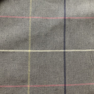 Blain in Coffee | Upholstery Canvas / Slipcover Fabric | Windowpane Plaid in Tan / Red / Yellow | Medium Weight | 54" Wide | By the Yard