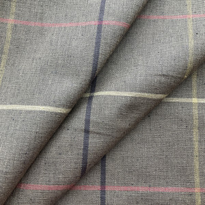 Blain in Coffee | Upholstery Canvas / Slipcover Fabric | Windowpane Plaid in Tan / Red / Yellow | Medium Weight | 54" Wide | By the Yard
