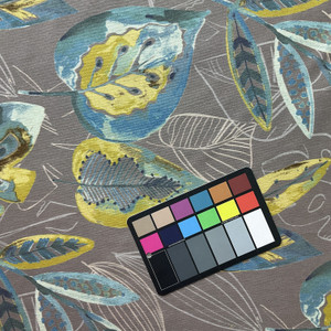 Fullerton in Granite | Home Decor Fabric | Painterly Leaves in Grey / Green / Blue | Medium Weight | 54" Wide | By the Yard