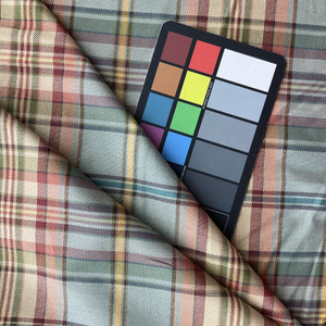 Aspen in Teal   |  Tartan Plaid Fabric  in Aqua, Red and Tan  | Midweight Home Decor Fabric | Cotton Blend Twill | Marlatex | 54" Wide | BTY