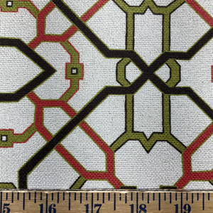 Lattice in Lime / Red / Black | Home Decor / Upholstery Fabric | 54" Wide | By the Yard