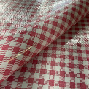 Pink Gingham Oilcloth | Vinyl Oilcloth Table Cloth Fabric | 46" Wide | By The Yard
