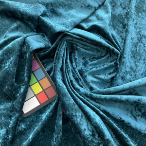 Peacock Blue Crushed Velvet | Upholstery / Drapery Fabric | 70" Wide | By The Yard