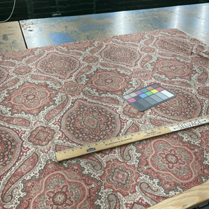 Medallion Design in Red / Pink / Taupe | Home Decor Fabric | Vilber Classic 2238 | Medium Weight | 100% Cotton | 54" Wide | By the Yard