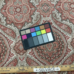 Medallion Design in Red / Pink / Taupe | Home Decor Fabric | Vilber Classic 2238 | Medium Weight | 100% Cotton | 54" Wide | By the Yard
