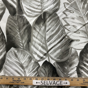Tropical Leaves in Grey / White | Home Decor Fabric | Vilber Aloha 2791 | Medium Weight | 100% Cotton | 54" Wide | By the Yard