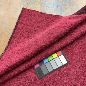 Hillrose in Cherry | Chenille Upholstery Fabric | Textured Weave in Dk Pink with Black | Heavy Weight | Kaufmann | 54" Wide | By the Yard