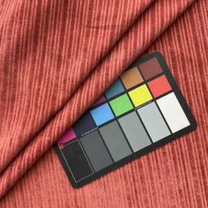 Kismet in Cinnabar | Chenille Upholstery Fabric | Striped Texture in Spice Red | Medium Weight | 54" Wide | By the Yard