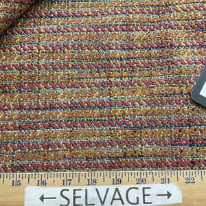 Broderick in Cayenne | Jacquard Upholstery Fabric | Decorative Weave | Orange / Red / Bue / Grey | Heavy Weight | 54" Wide | By the Yard
