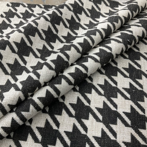 Watson in Tuxedo | Printed Home Decor Fabric | Houndstooth in Black and Off White |  Linen Like | Medium Weight | 54" Wide | By the Yard