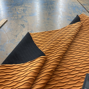 Crushed Pleats Velvet in Mango | Upholstery Fabric | Solid Orange | Heavy Weight | 54" Wide | By the Yard