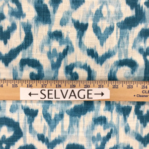 3 Yard Piece of Sariya in Turquoise Blue | Watercolor Ikat | Home Decor Fabric | Cotton | 54" Wide | By the Yard