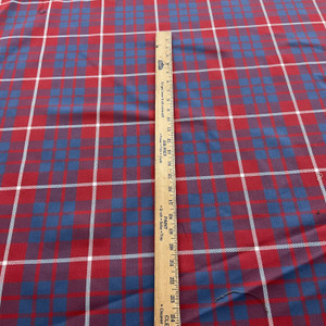 Hamilton in Red | Tartan Plaid Fabric in Red, Slate Blue, White  |  Midweight Home Decor Fabric |  Cotton Blend Twill | Marlatex | 54" Wide | BTY