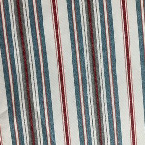 Tatler in Vintage | Home Decor Fabric | Stripes in Red / Blue / Off White | Felt-Backed | Medium Weight | 54" Wide | By the Yard