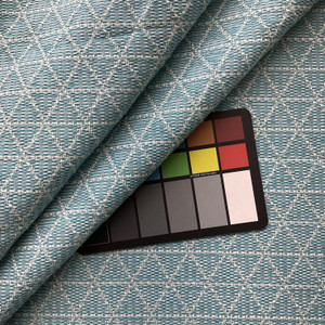 Kelsey in Aqua | Upholstery Fabric | Triangle Geometric in Sky Blue / White | Medium to Heavy | 54 " Wide  | Sold BTY