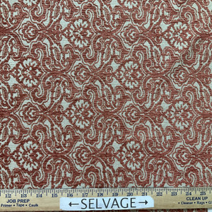 Portico in Coral | Jacquard Upholstery Fabric | Damask in Orange / Tan | Heavy Weight | 54" Wide | By the Yard