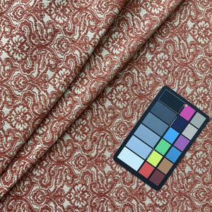 Portico in Coral | Jacquard Upholstery Fabric | Damask in Orange / Tan | Heavy Weight | 54" Wide | By the Yard