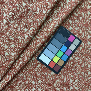 Portico in Coral | Jacquard Upholstery Fabric | Damask in Orange / Tan | Heavy Weight | 54" Wide | By the Yard