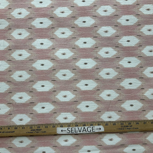 Chantelle in Blush | Velvet Upholstery Fabric | Ikat Design in Pink / White | Heavyweight | 54" Wide | By the Yard