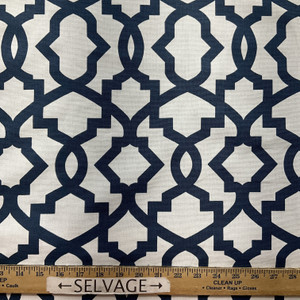Sheffield in Navy | Home Decor Fabric | Lattice in Navy Blue / White | Premier Prints | Medium Weight | 54" Wide | By the Yard