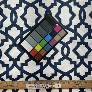 Sheffield in Navy | Home Decor Fabric | Lattice in Navy Blue / White | Premier Prints | Medium Weight | 54" Wide | By the Yard