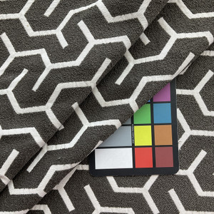 Franklin in Clove | Jacquard Upholstery Fabric | Geometric Design in Taupe / White | Heavy Weight | 54" Wide | By the Yard