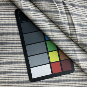 Patton Stripe in Carbon | Upholstery Canvas / Slipcover Fabric | Stripes in Grey / Off White | Medium Weight | 54" Wide | By the Yard