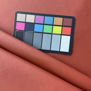 Brick Orange Faux Leather | Vinyl Upholstery Fabric | Light Pebbled Grain | Heavyweight | 54" Wide | By the Yard